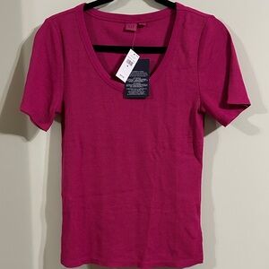 GAP Fuchsia Ribbed Short Sleeve Tee